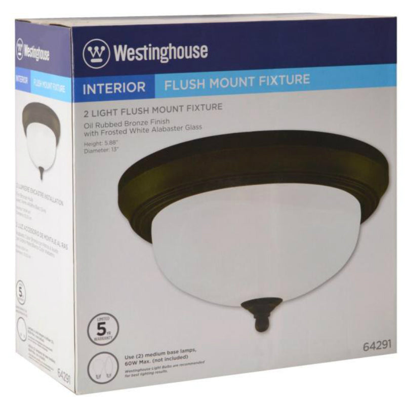 Westinghouse 64291 2-Light Interior Flush-Mount Ceiling Fixture, Oil Rubbed Bronze