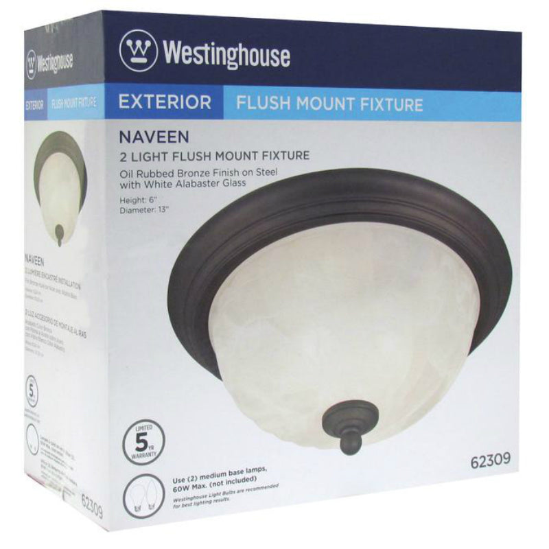 Westinghouse 62309 Naveen 2-Light Exterior Flush-Mount Fixture, Oil Rub Bronze