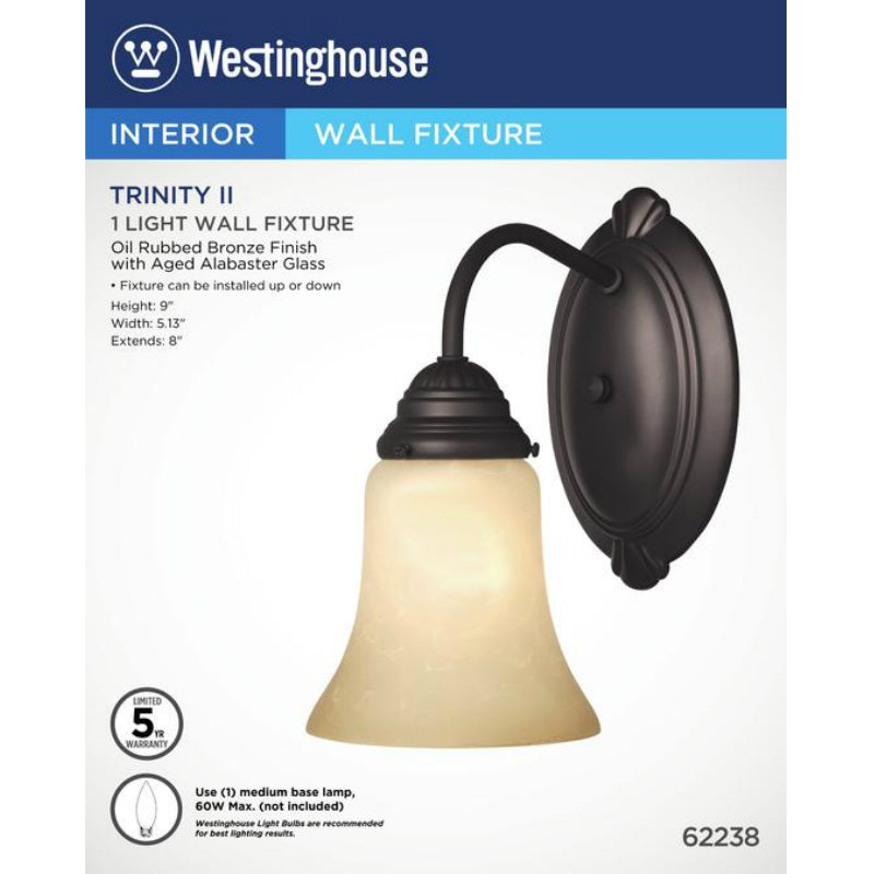 Westinghouse 62238 Trinity II One-Light Interior Wall Fixture, Oil Rubbed Bronze