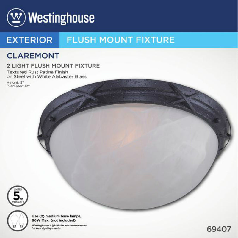 Westinghouse 69407 Claremont 2-Light Exterior Flush Mount Ceiling Fixture