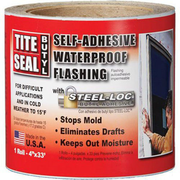 Tite-Seal® TSB433 Butyl Window Flashing w/Steel-Loc Adhesive, 4" x 33', White