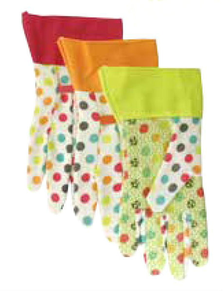Midwest 510D4 Canvas Garden Glove with Large PVC Dots On Palm & Thumb, Ladies