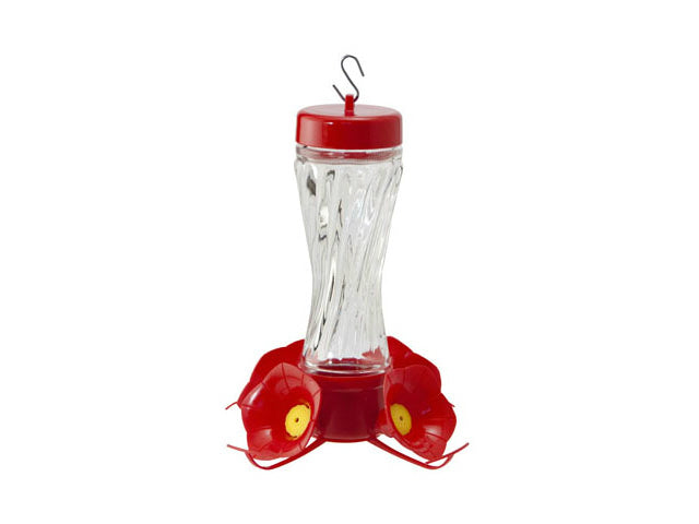 Audubon NA35223 Clear Glass Swirl Optic Hummingbird Bird Feeder, 8 Oz