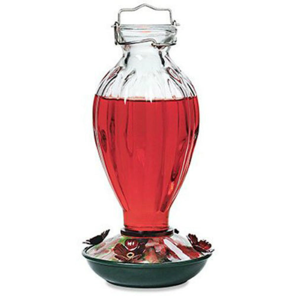 Audubon NA35243 Fluted Glass Bottle Hummingbird Feeder, 20 Oz