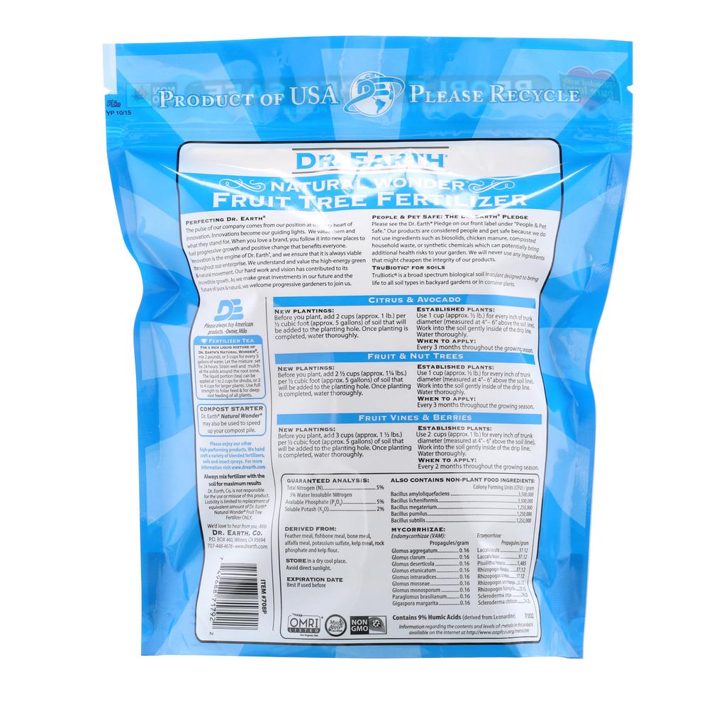 Dr. Earth® 708P Natural Wonder® Premium Fruit Tree Fertilizer, 5-5-2, 4 Lb