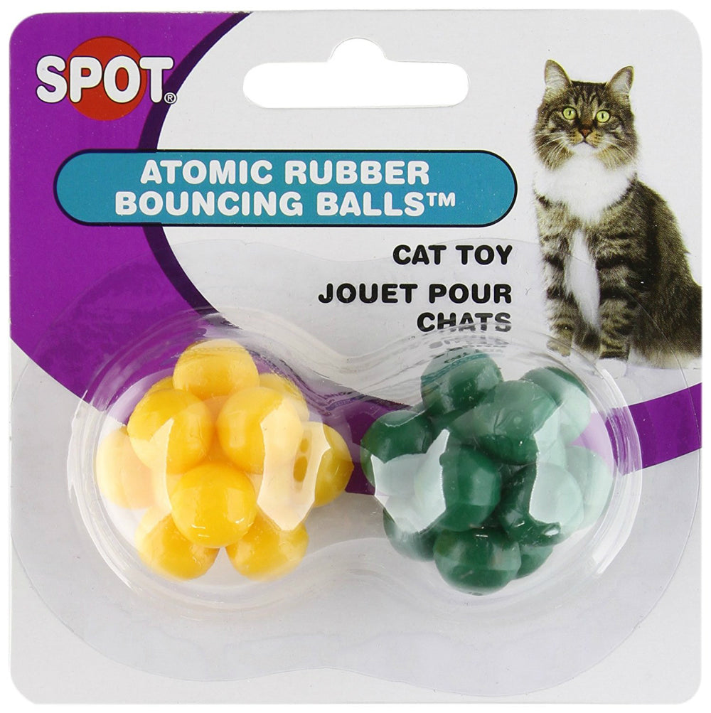 Spot® 2016 Atomic Rubber Bouncing Ball Cat Toy, Assorted Colors, 2-Pack