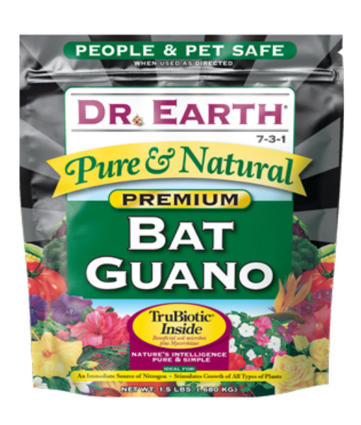 Dr. Earth 726 Premium Organic & Natural Bat Guano with Trubiotic®, 7-3-1, 1.5 lb