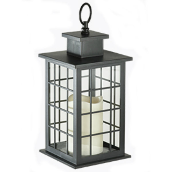 Paradise® GL29169MB Plastic Battery-Op LED Flameless Candle Lantern, Black