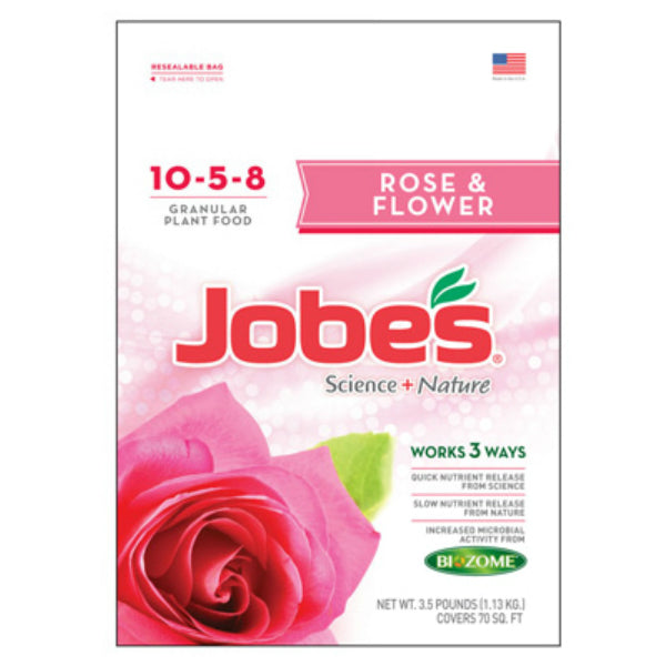 Jobe’s® 59436 Science + Nature Rose & Flower Fertilizer, 10-5-8, 3.5 Lbs
