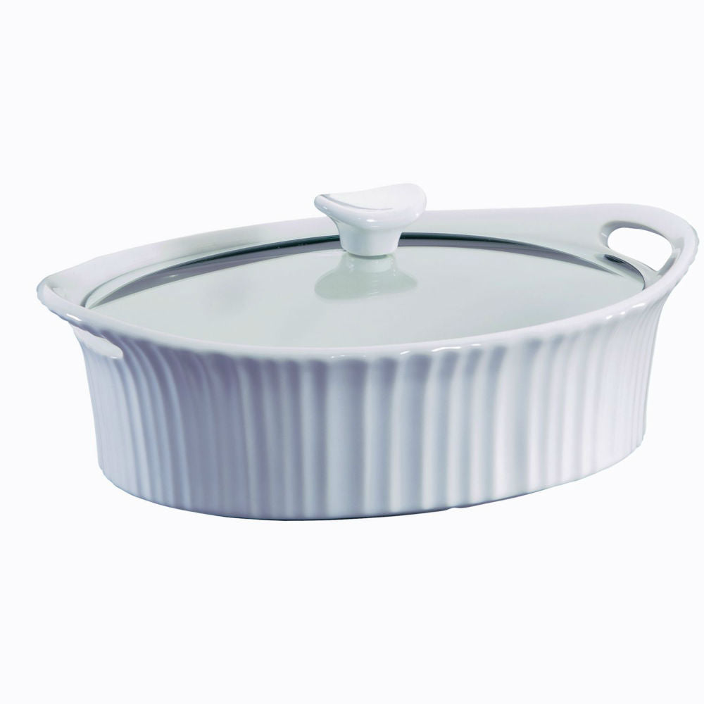 Corningware® 1105935 French White® Oval Casserole with Glass Cover, 2.5 Qt