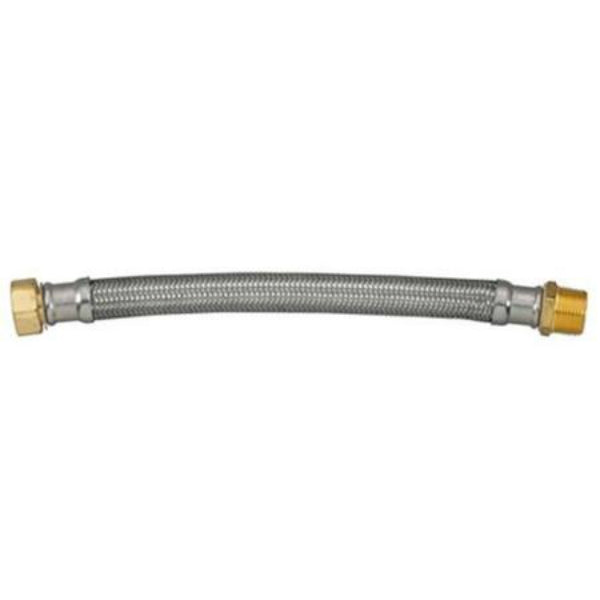 Homewerks® 7213-18-34-7 Braided Water Heater Connector, S. Steel, 3/4"x3/4"x18"