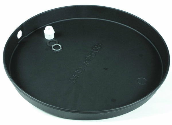Camco 11260 Plastic Drain Pan with PVC Fitting, 20" ID x 2.63" Deep