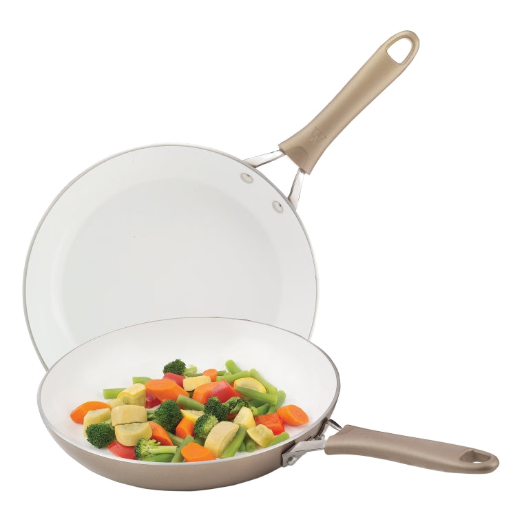 WearEver® C944S264 Pure Living Ceramic Nonstick Fry Pans, Champagne, 2-Piece