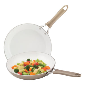 WearEver® C944S264 Pure Living Ceramic Nonstick Fry Pans, Champagne, 2-Piece