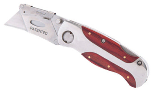 Master Mechanic 176184 Folding Lock Back Utility Knife with Hardwood Handle