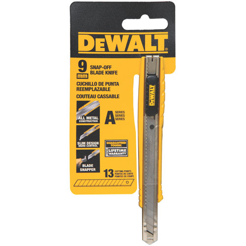 DeWalt® DWHT10037 Single Blade Snap Off Knife, 9 mm
