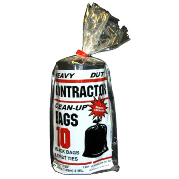 Primrose Plastics 10212 Contractor Clean-Up Bags, Black, 32"x50", 10-Count