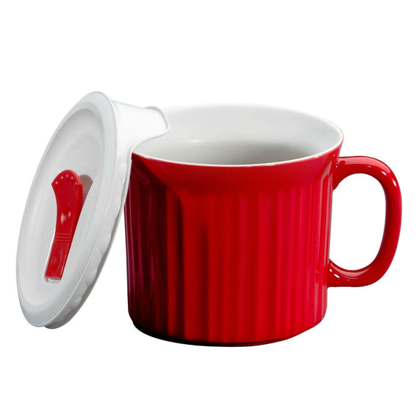 Corningware® 1105118 Colours® Pop-Ins® Mug with Vented Lid, Tomato Red, 20 Oz