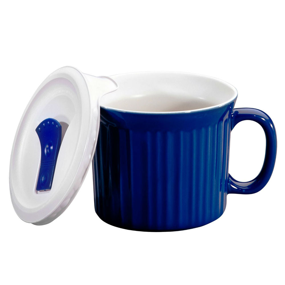 Corningware® 1105119 Colours® Pop-Ins® Mug with Vented Lid, Blueberry, 20 Oz