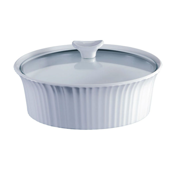 Corningware® 1105930 French White® Round Casserole with Glass Cover, 2.5 Qt