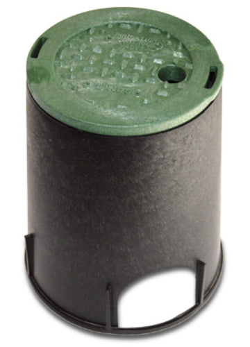 NDS 107BC Irrigation Control Valve Box  with Green Cover, 6", Black