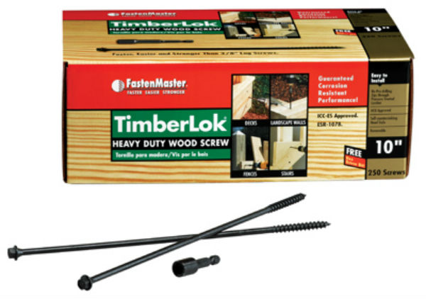 FastenMaster® FMTLOK10-250 TimberLok® Heavy Duty Wood Screw, 10", 250-Pack