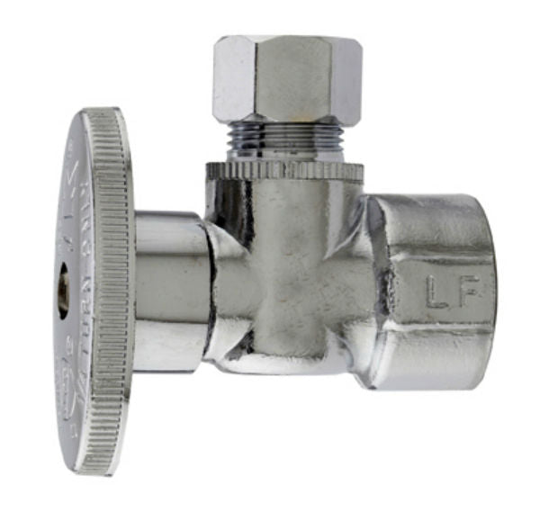Master Plumber MP2048PCLF Angle Supply Stop Valve, 1/2" FIP x 3/8", Chrome