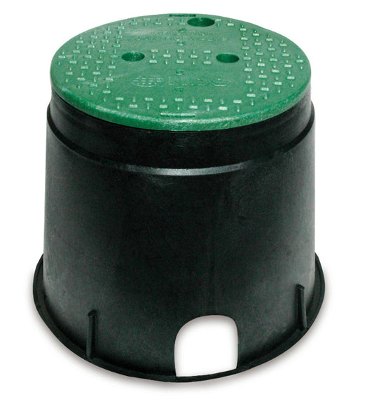 NDS 111BC Overlapping Irrigation Control Valve Box with Green Cover, 10", Black