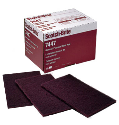 Scotch-Brite™ 7447 General Purpose Hand Pad, 6" x 9", Very Fine, Maroon