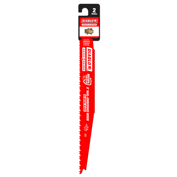 Diablo DS0912BW2 Demo Demon Bi-Metal Recip Blade, 9" x 6/12 Tooth, 2-Pack