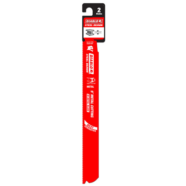 Diablo DS0914BF2 Steel Demon Bi-Metal Recip Blade, 9" x 14/18 TPI, 2-Pack