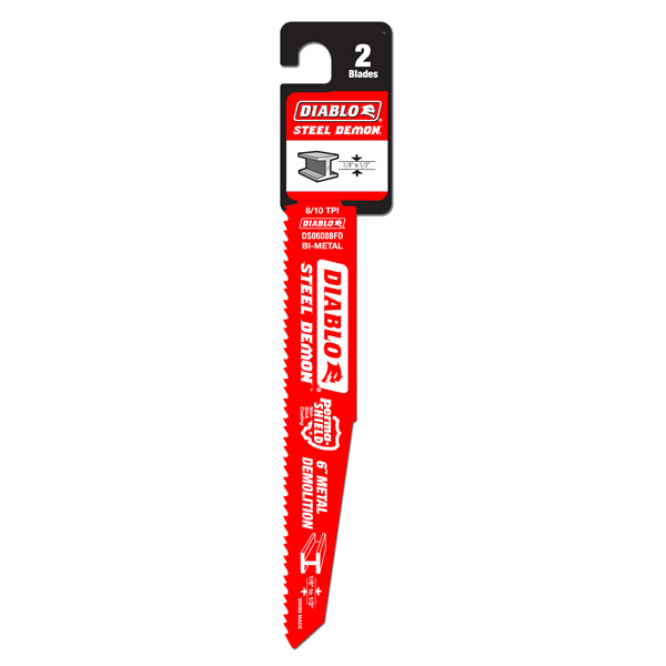 Diablo DS0608BFD2 Bi-Metal Recip Blade for Metal Demolition,6" x 8/10 Tooth,2-Pk