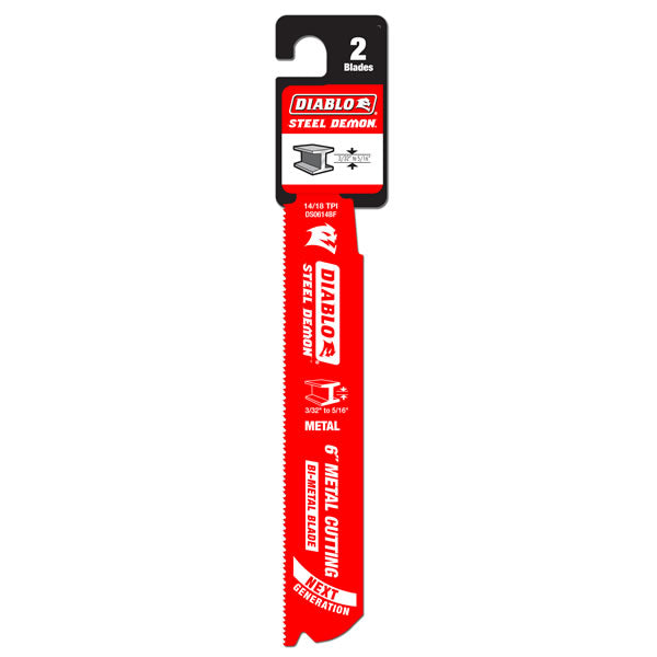 Diablo DS0614BF2 Steel Demon Bi-Metal Reciprocating Blade, 6" x 14/18 TPI,2-Pack