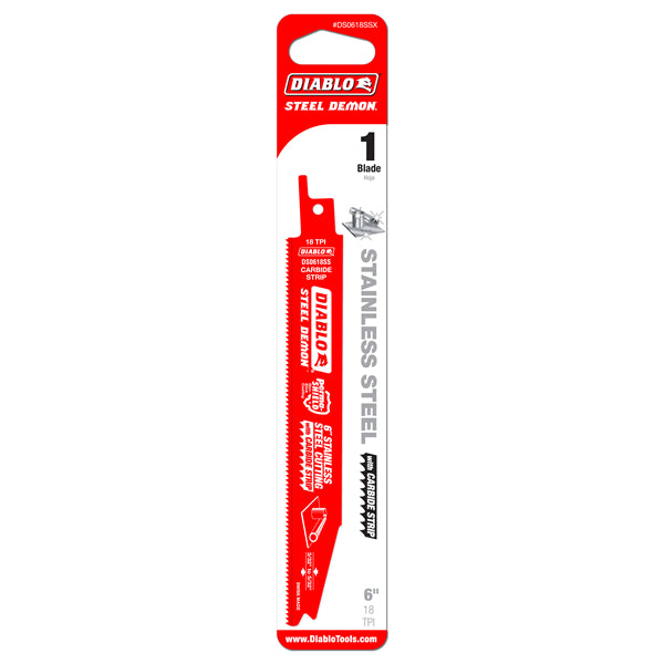 Diablo DS0618SSX Steel Demon Solid Carbide Strip Recip Saw Blade, 6" x 18 TPI
