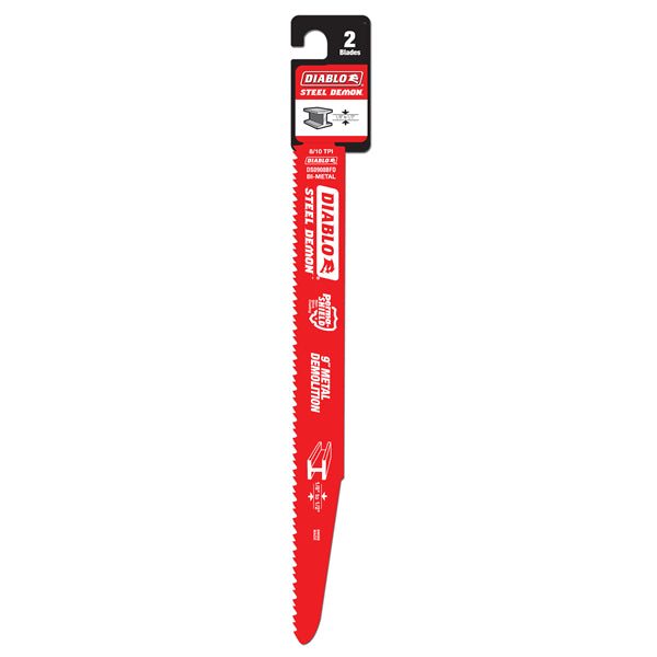 Diablo DS0908BFD2 Steel Demon Bi-Metal Recip Blade, 9" x 8/10 TPI, 2-Pack