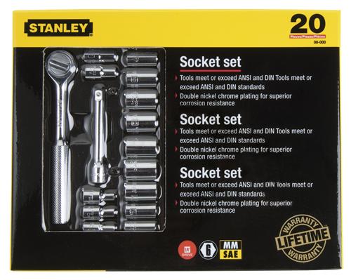 Stanley® 92-802 Socket Mechanic Tool Set, 20-Piece