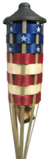 Tiki 1113046 Americana FlameKeeper Torch, Bamboo, Red/White/Blue
