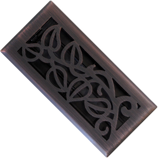 Imperial RG3279 Vine Design Steel Floor Register, Oil Rubbed Bronze, 4" x 10"