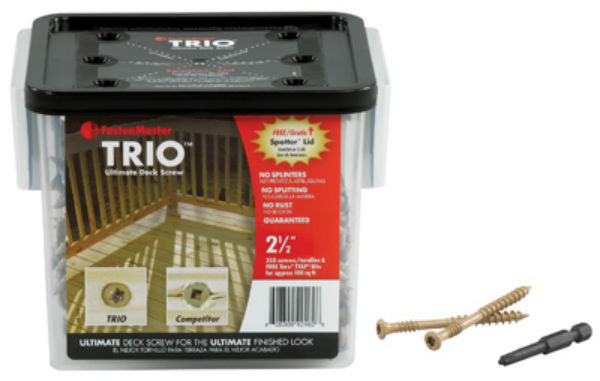 FastenMaster® FMTRD212-350 Trio™ Ultimate Deck Screw, 2-1/2", Brown, 350-Pack