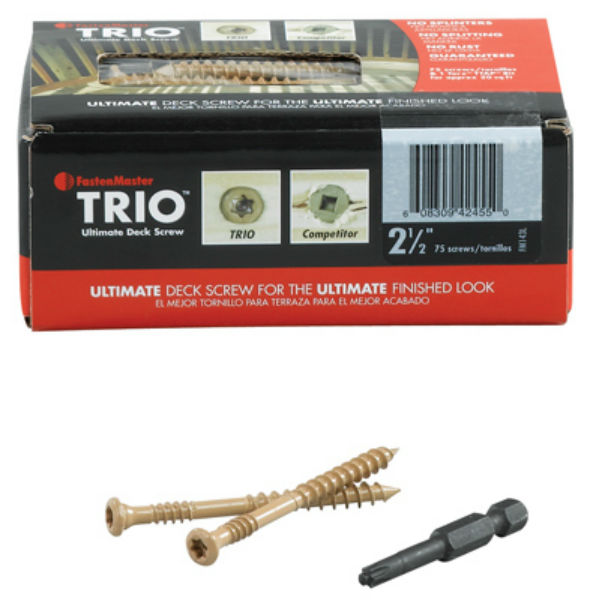 FastenMaster® FMTRD212-75 Trio™ Ultimate Deck Screw, 2-1/2", Brown, 75-Pack
