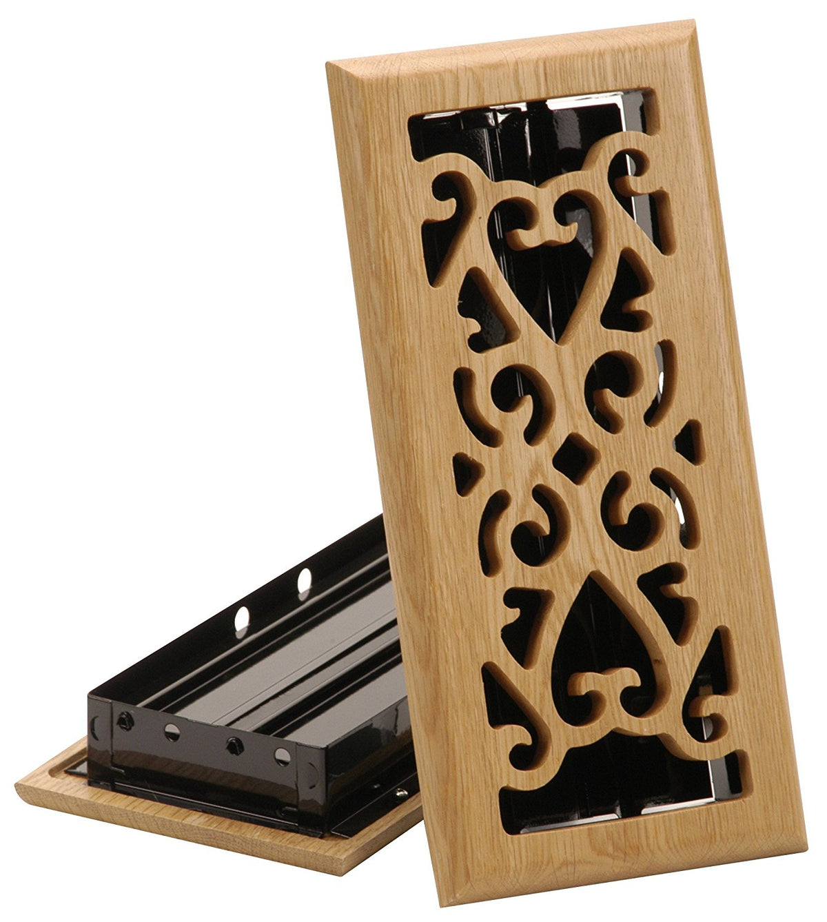 Imperial RG1834 Scroll Design Floor Register, Finished Light Oak, 4" x 10"