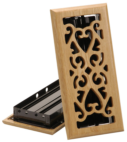 Imperial RG1834 Scroll Design Floor Register, Finished Light Oak, 4" x 10"