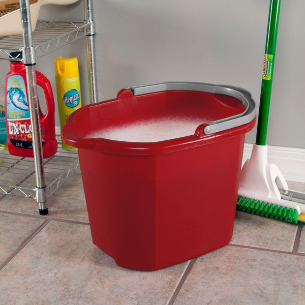 Sterilite® 11215806 Dual Spout Pail, Classic Red w/Titanium Handle, 16 Qt