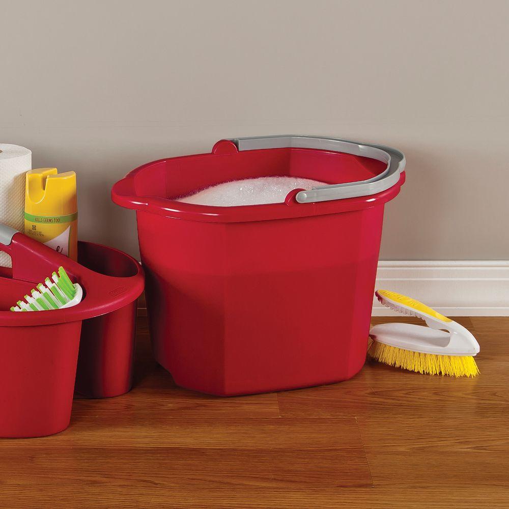 Sterilite® 11215806 Dual Spout Pail, Classic Red w/Titanium Handle, 16 Qt
