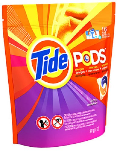 Tide 50954 Pod Laundry Detergent Pac, Spring Meadow Scent, 16-Count