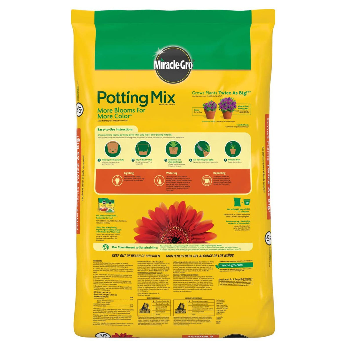 Miracle-Gro 75686300 Potting Mix, 16-Qt