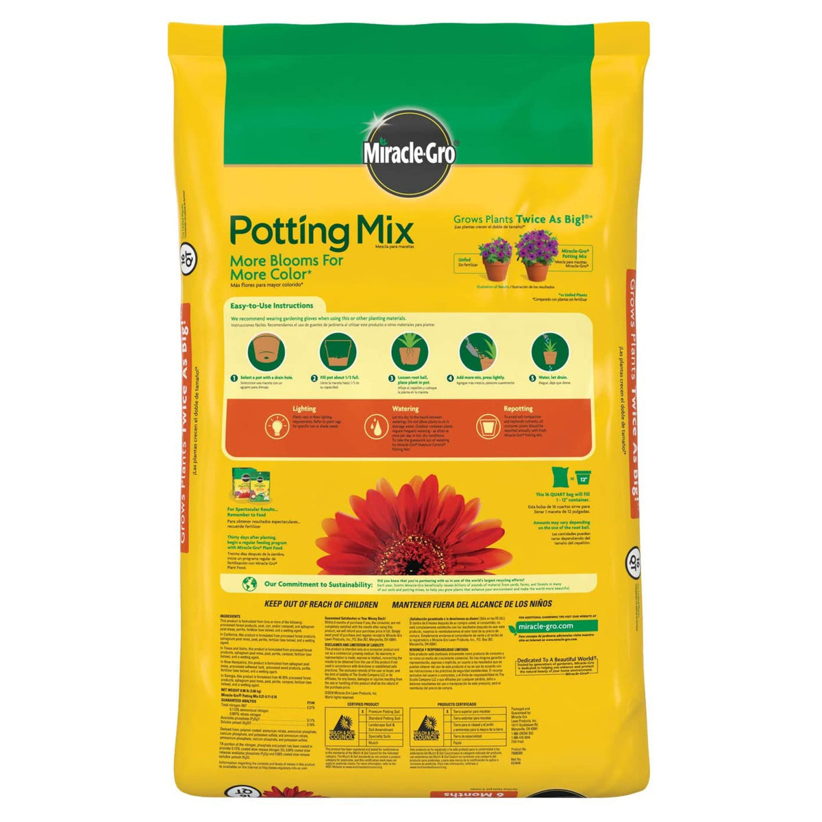 miracle-gro 16-quart potting soil mix Miracle-Gro 75686300 Potting Mix, 16-Qt – Toolbox Supply