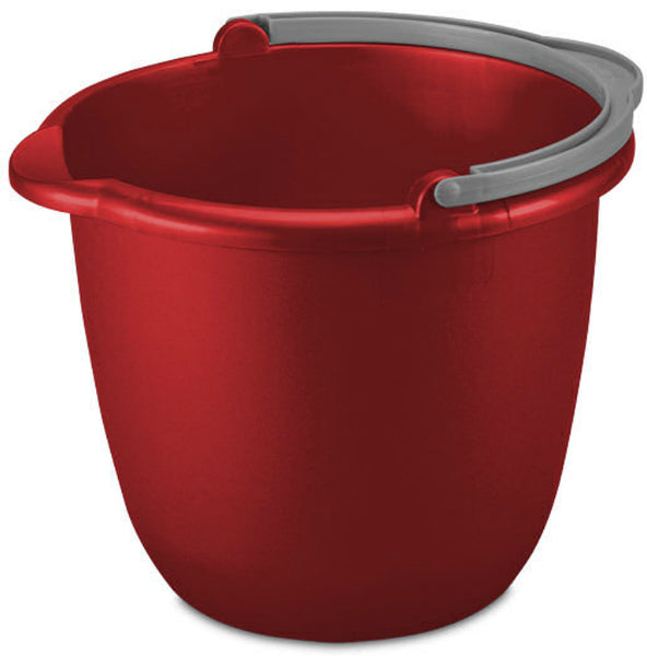 Sterilite® 11205812 Durable Spout Pail, Classic Red w/Titanium Handle, 10 Qt