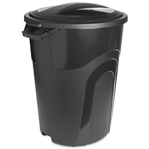 Rough & Rugged TI0019 Trash Can with Lid, 32 Gallon, Black