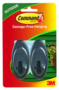 Command 17086S-AW Outdoor Medium Terrace Hooks, Slate, 2-Pack
